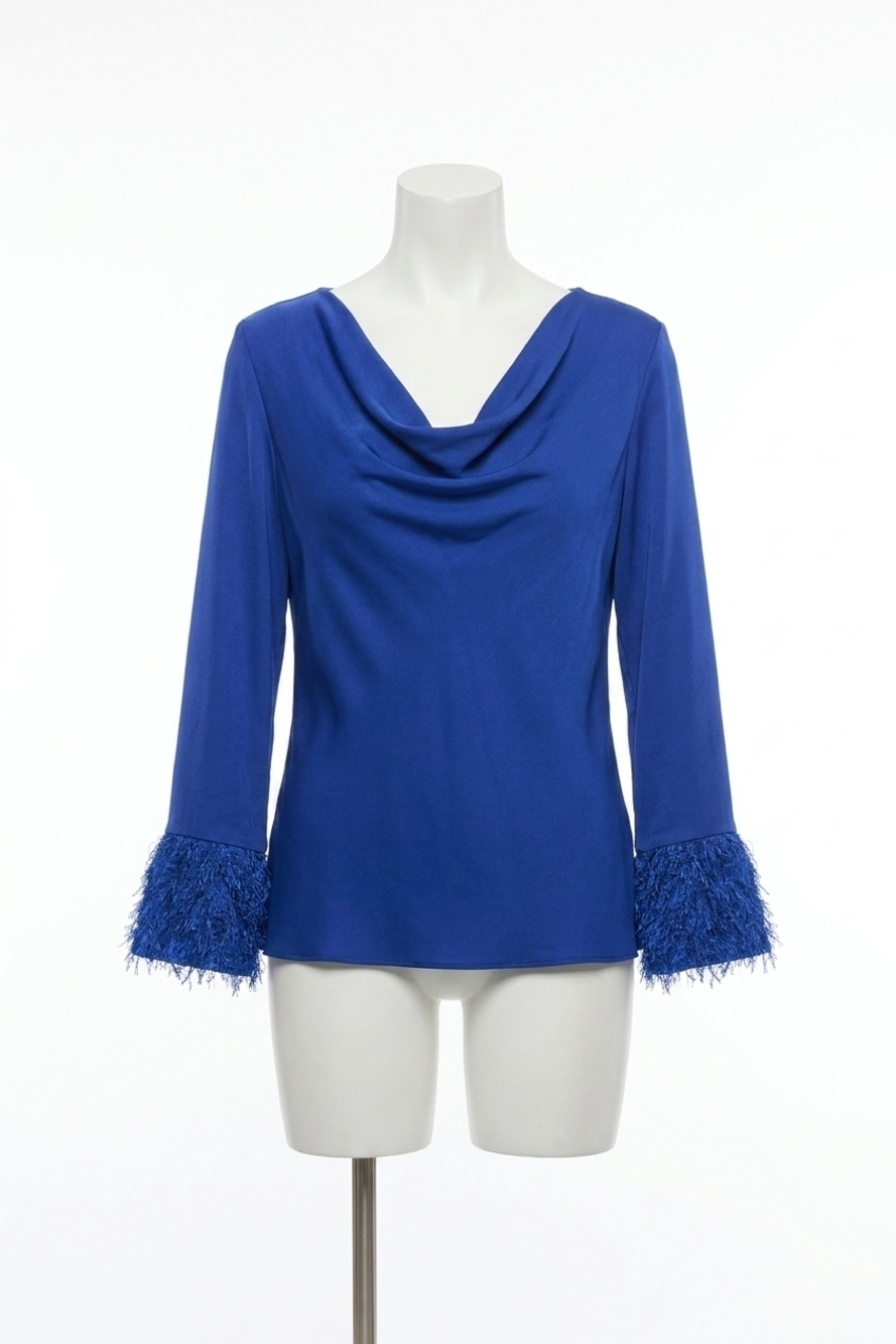 NEW JOSEPH RIBKOFF cowl neck satin top in royal sapphire - Picture 1 of 4